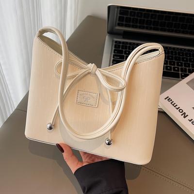 2025 New Fashion Bag Women's Tote Bag Retro Solid Color Versatile Handbag Underarm Bag Bow Shoulder Bag