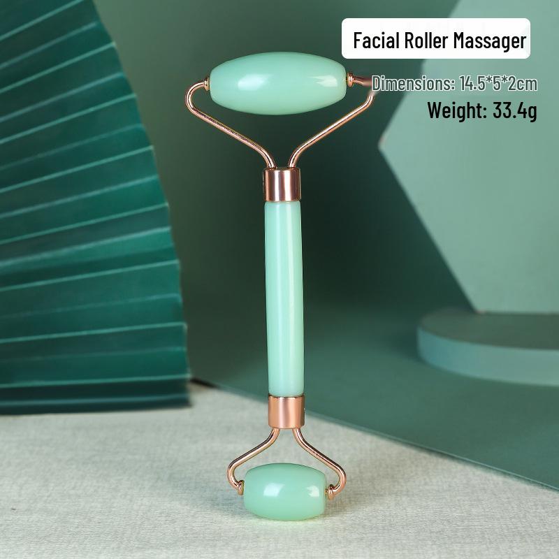 Heart-Shaped Rose Quartz Dual Roller & Massage Board Set - Non-Jade White Facial Tool