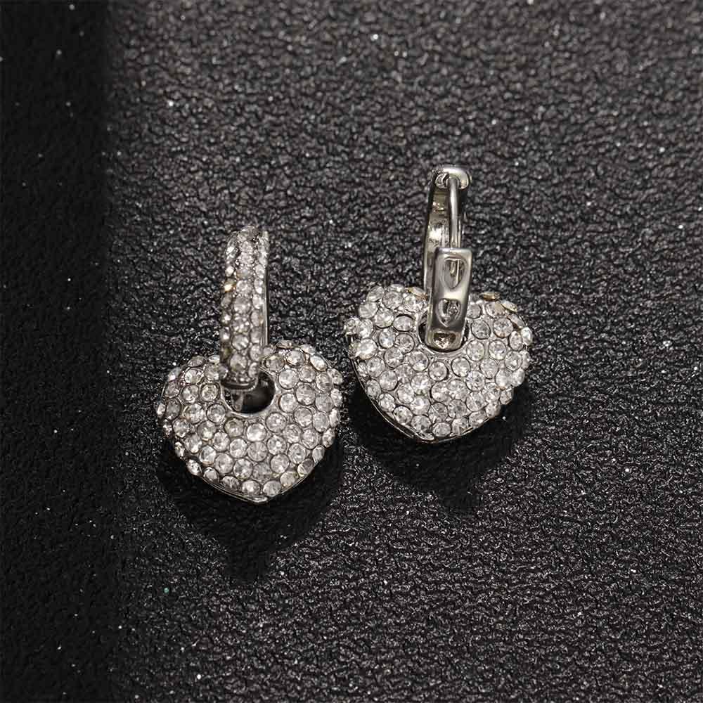 

Girls Silver Rhinestone Crystal Dangle Earrings Earing Jewelry Heart Shape