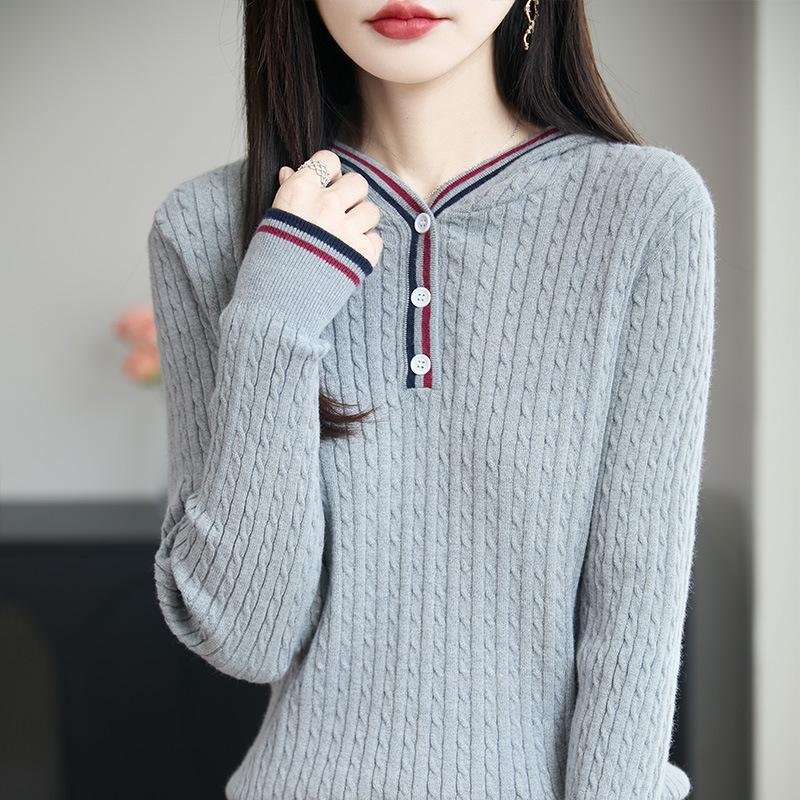 

Новый осенне-зимний вязаный свитер с капюшоном для женщин, модный свитер, который стройнит и создает непринужденный образ XXL серый