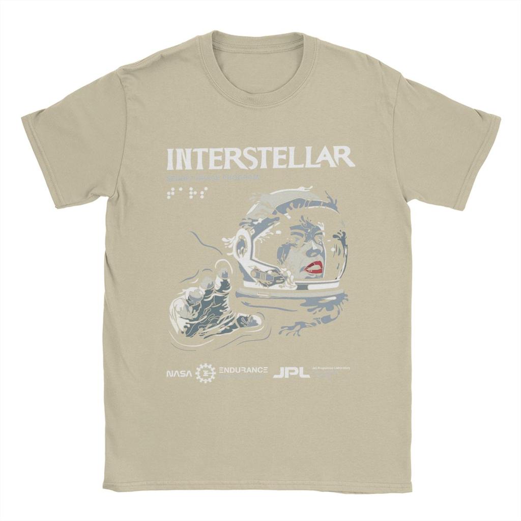 Men Interstellar Wormhole Handshake T Shirt Pure Cotton Tops Vintage Short Sleeve Round Neck Tees Graphic T-Shirt