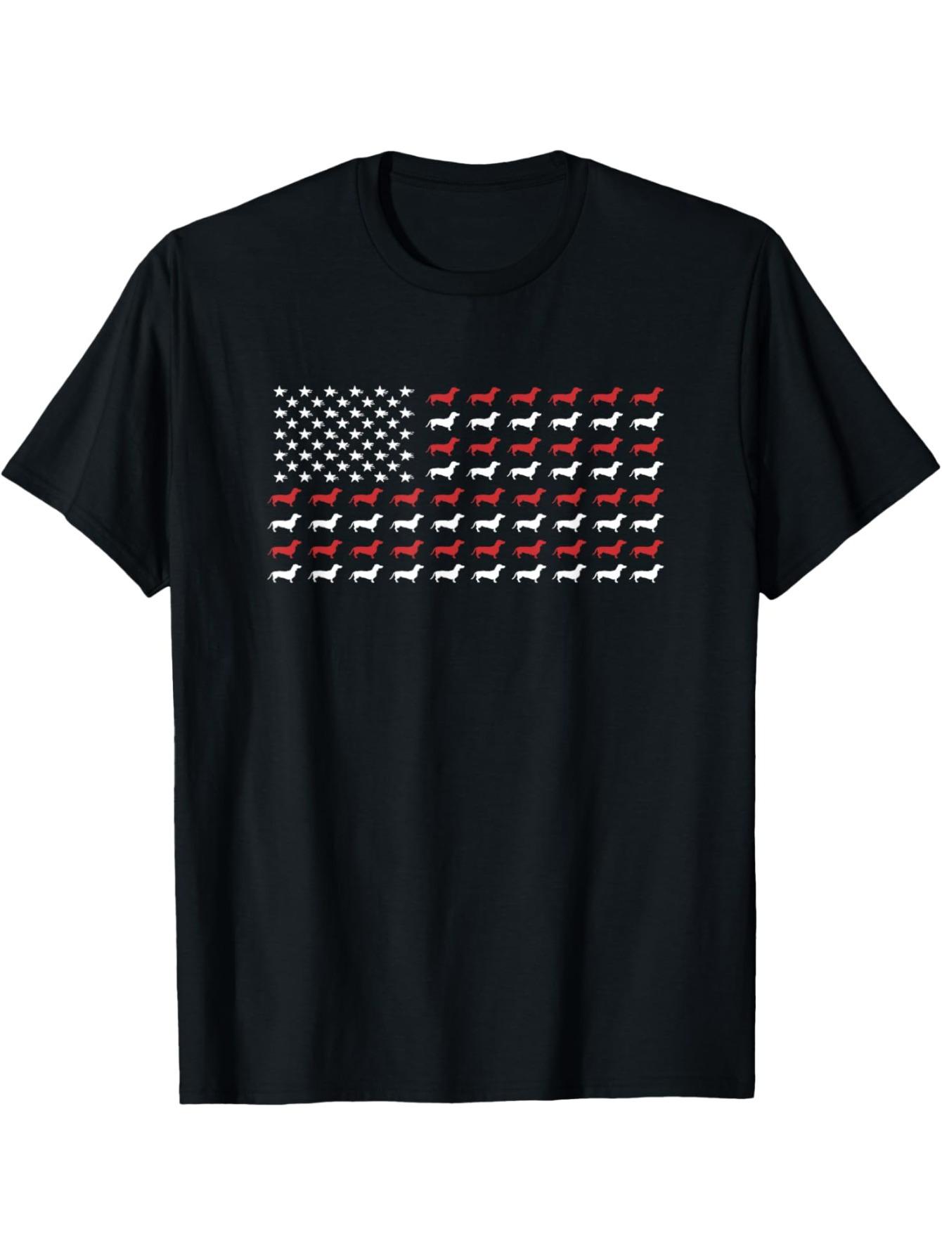 American Flag Dachshund Patriotic Dachshund Doxie Lover TShirt 180g M