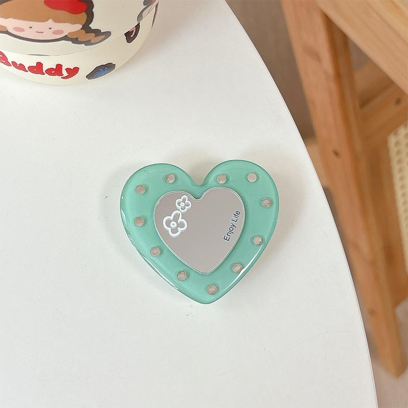 Love Small Mirror Mobile Phone Airbag Holder Adhesive Rhinestone Adhesive Telescopic Folding Desktop Lazy