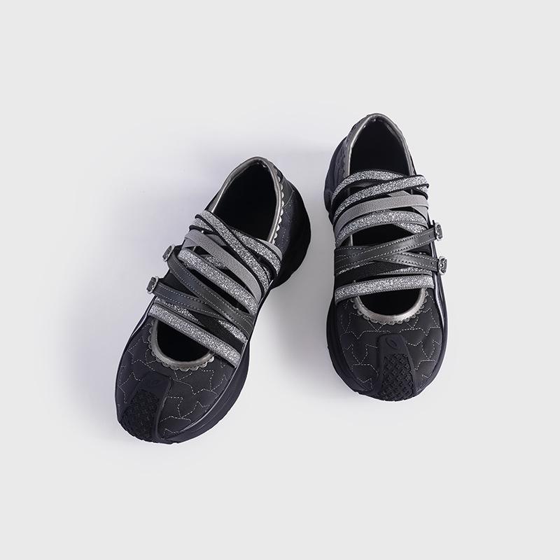 

Factory custom summer Internet celebrity new ballet shoes women s flat casual single shoes hollow straps joint sports shoes 35 чорний