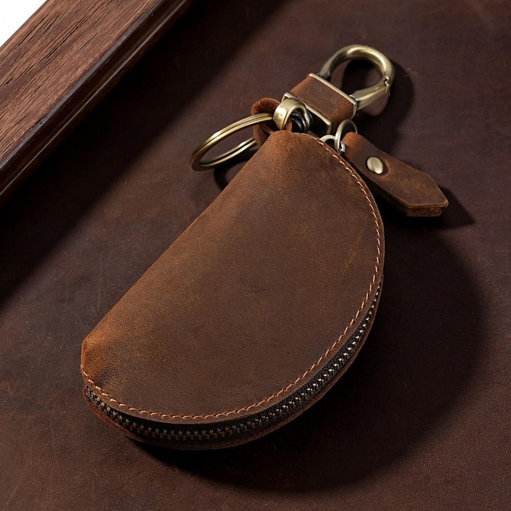 Crazy Horse Leather Car Key Pouch Genuine Leather Key Holder  for Secure Keys Storage