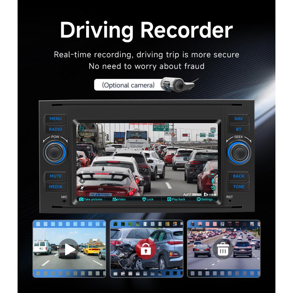 Car Radio 2 Din,7 inches,Ford Focus 2007 Mondeo S-max C MAX Kuga Galaxy Fiesta Transit Fusion,Android Auto,Multimedia Player
