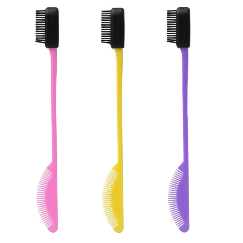 3Pcs Silicone Makeup Tool Set Double Sided Brow Brush And Hair Styler For Quick Touches Ups Travel