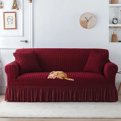 Sofa Slipcover with Skirt Easy Fitted Sofa Cover for Living Room Couch Cover Washable High Elastic Durable Seersucker Fabric