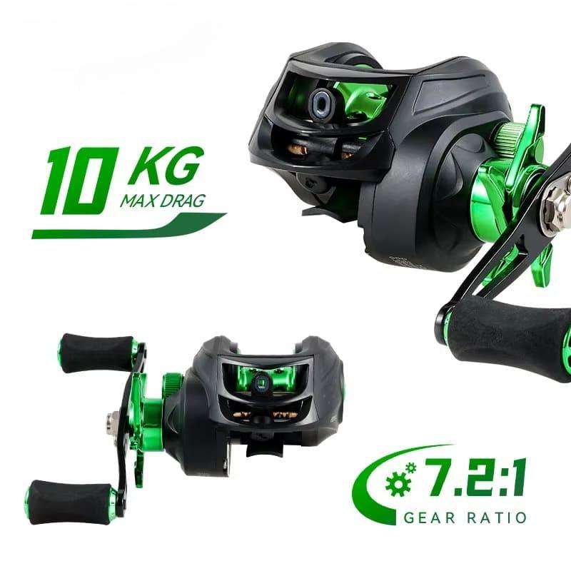 New Fishing Reel 7.2:1 Gear Ratio Max Drag 10kg 5+1BB Bearings Bait Reel with Aluminum Spool Magnetic Brake Suitable for Bait Freshwater Fishing