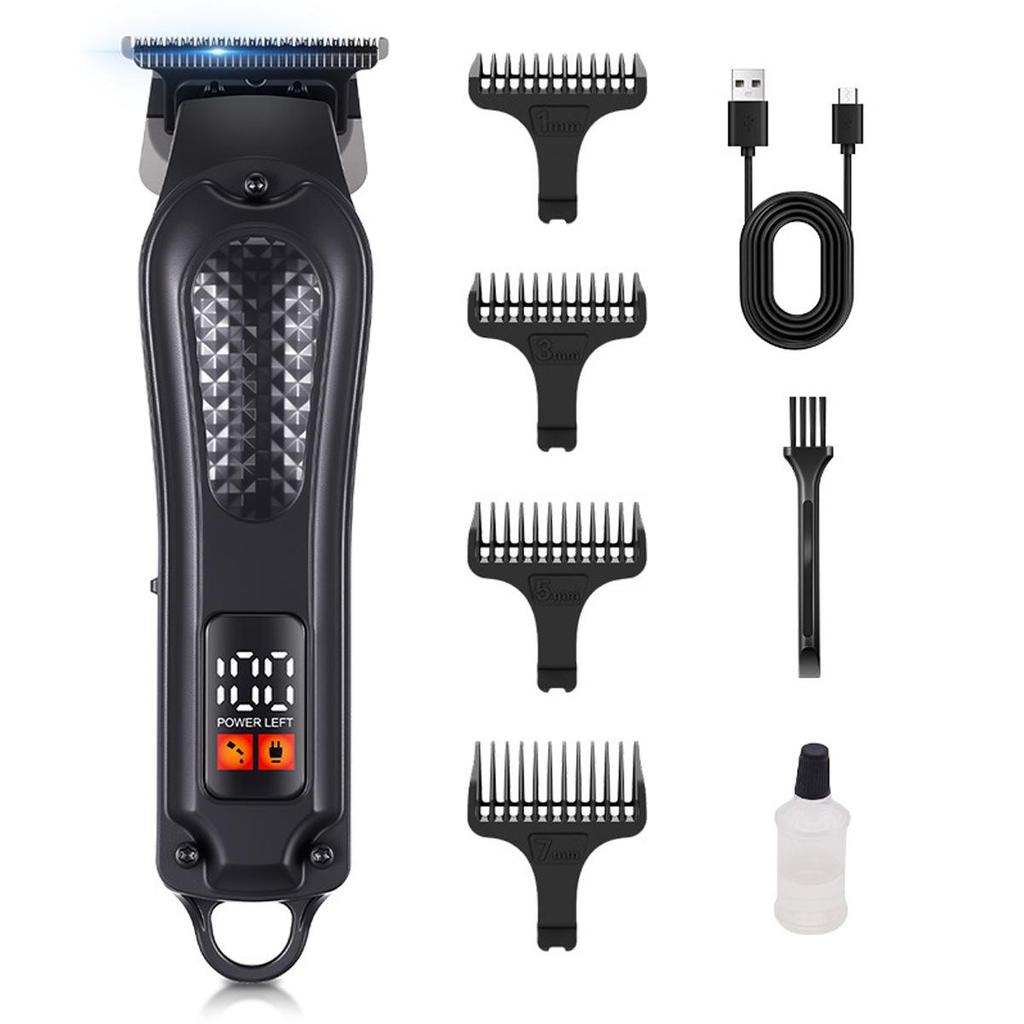 Digital Display Electric Hair Clipper for Home and Salon Use: Cross-Border Styling, Balding, and Carving