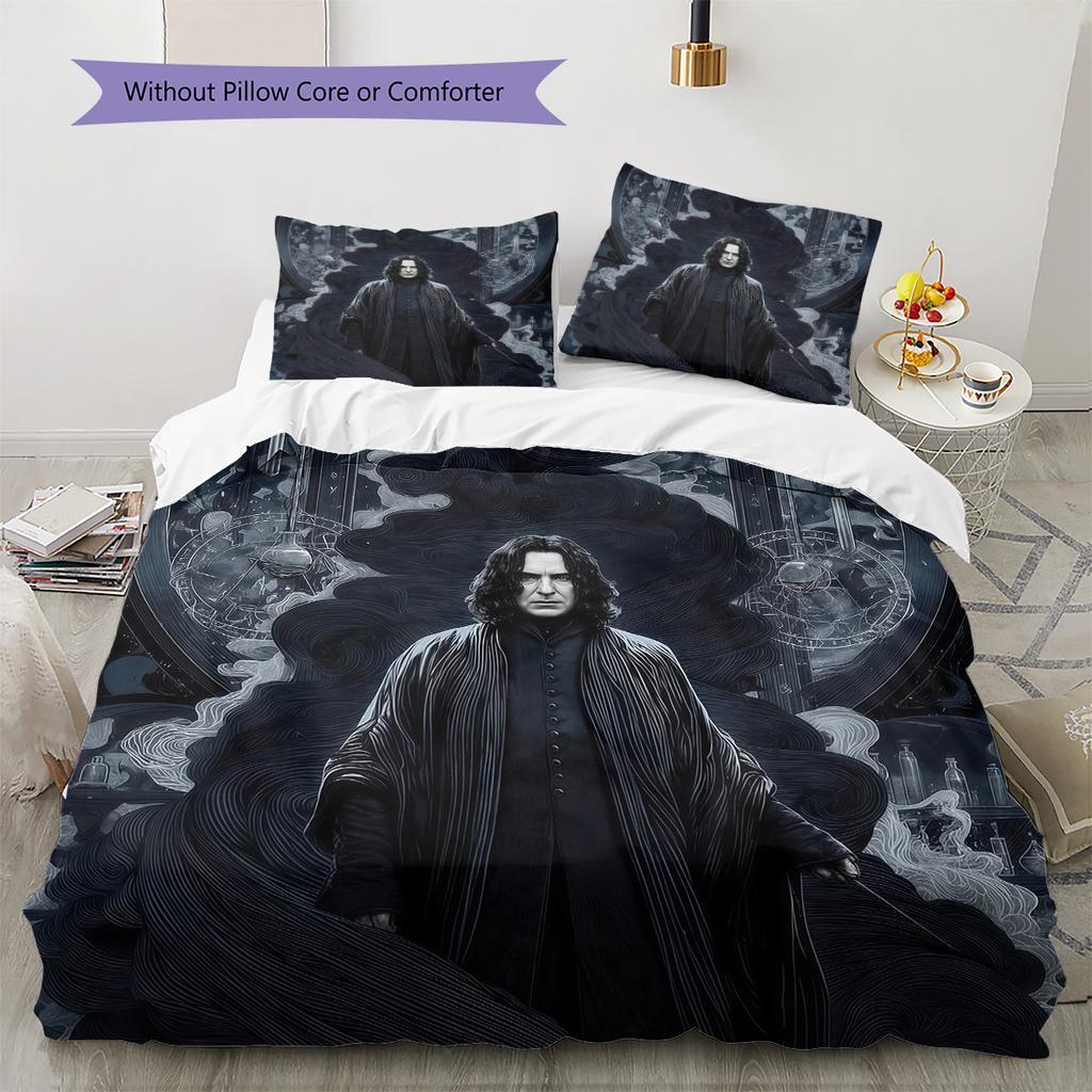 Severus Snape Pattern Bedding Quilt Set Home Decoration Gift (1 * Duvet Cover + 2 * Pillowcase Without Core)