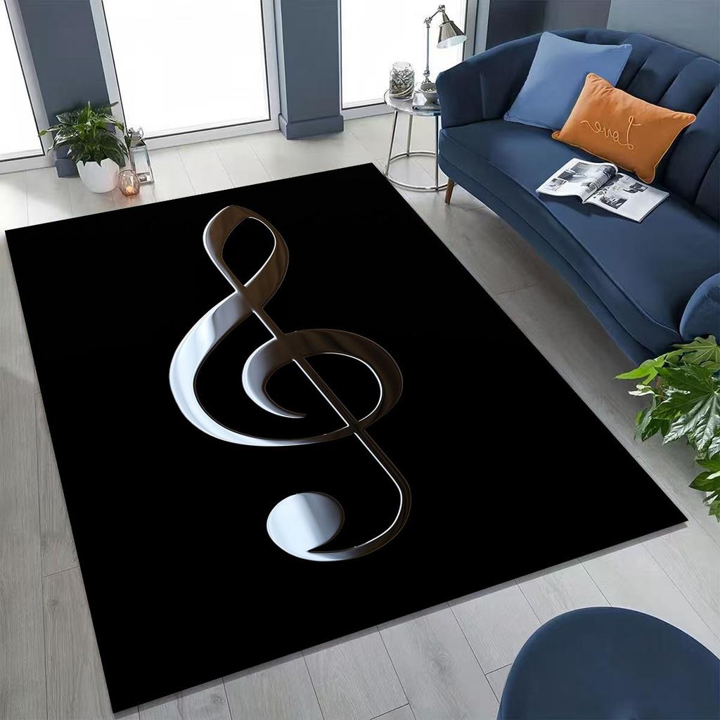 Tańcząca Muzyka Nuta Muzyczna Instrument Kreskówkowy Dywanik do Sypialni Salonu Kanapy Domowego Wycieraczka Dekoracja, Duży Dziecięcy Antypoślizgowy Dywanik Podłogowy