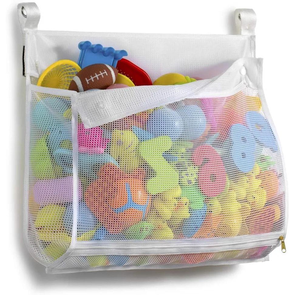 Детский органайзер для игрушек для ванной подвесная сумка для хранения с большим открытым верхом и молнией органайзер для душа и ванны для игрушек упаковка для хранения игрушек белый 1790₽