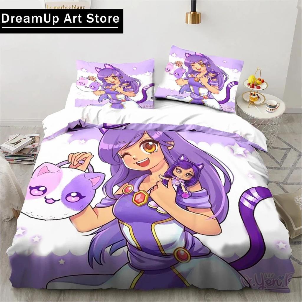 Cartoon Game Cute Aphmau with Wings Bedding Set Boys Girls Twin Queen Full Size Duvet Cover Pillowcase Bed Adult Bedroom