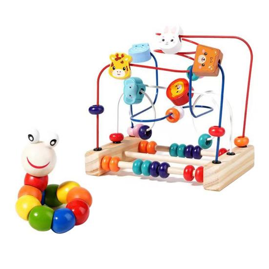 Ahşap Boncuk Labirent Oyuncak İnce Motor Becerileri Eğitici Okul Öncesi Öğrenme Hayvan Boncuklu Roller Coaster Çember Oyuncak Küçük Çocuklar Erkek Kız Hediye