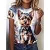 Dames T-shirt 3D Patroon Gedrukt Casual Korte Mouw Kleurrijk Dierenpatroon Print O-Hals Top Modieuze Street Dameskleding