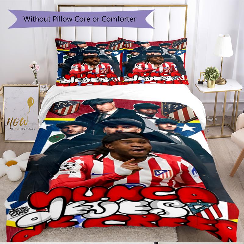 3pcs Duvet Cover Set (1*Duvet Cover + 2*Pillowcase, Without Core), football club Print Soft All‑Season Bedding Set, Home Bedroom Decor Gift