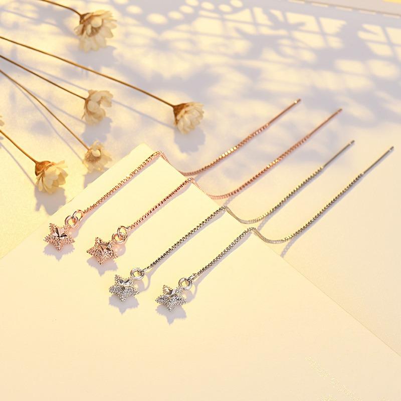 Pure Earlines Fashionable Simple Five-pointed Star Tassel Ear Jewelry Student Women's Style