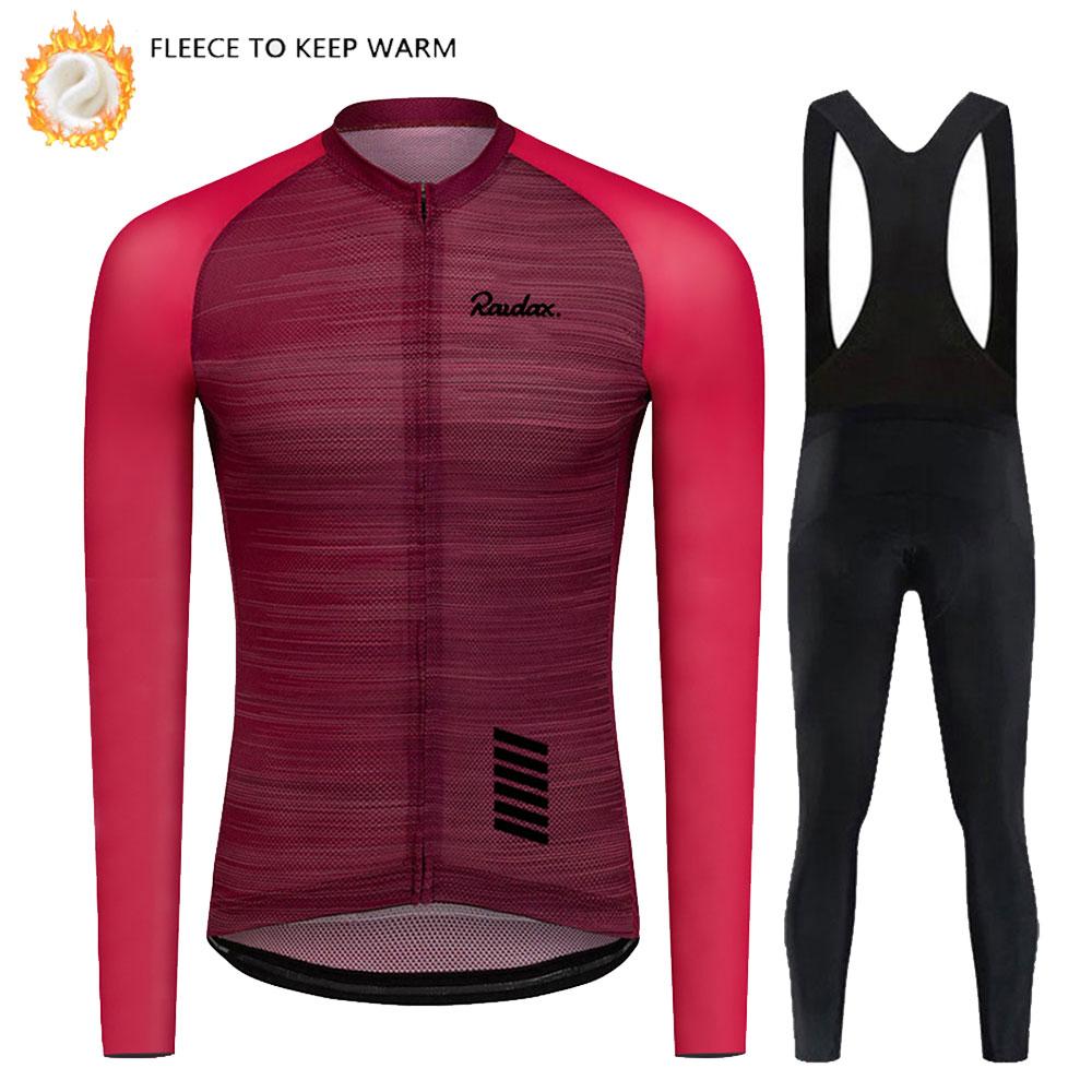 Winter Thermal Fleece Man's Long Sleeves Warm Cycling Jersey Set Windproof Warm MTB Road Bike Sportswear 2026 Winter Fleece Warm Cycling Suit Set