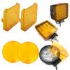 4 Zoll Bernsteinfarbene LED-Arbeitsscheinwerferabdeckung Rund/Eckig Schutzhülle Staubdicht für Off-Road 4x4 LED-Lichtleiste 27W 48W Nebelscheinwerferabdeckung