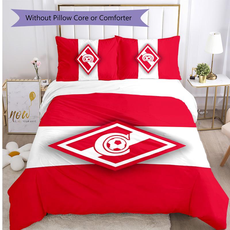 Spartak Moscow Pattern Printed 3PCS Bedding Set Soft Skin-Friendly Washable Duvet Cover & Pillowcases Set All Season Bedroom