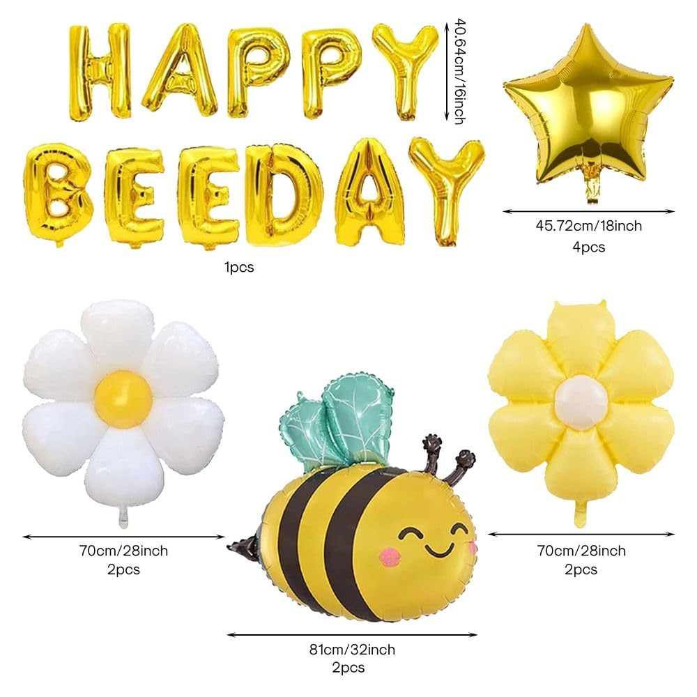 Set of 21 Happy Bee Day Bee Shape Daisy Banner for Bee Themed Party Supplies Balloons, Balloons, Balloons, Balloons,