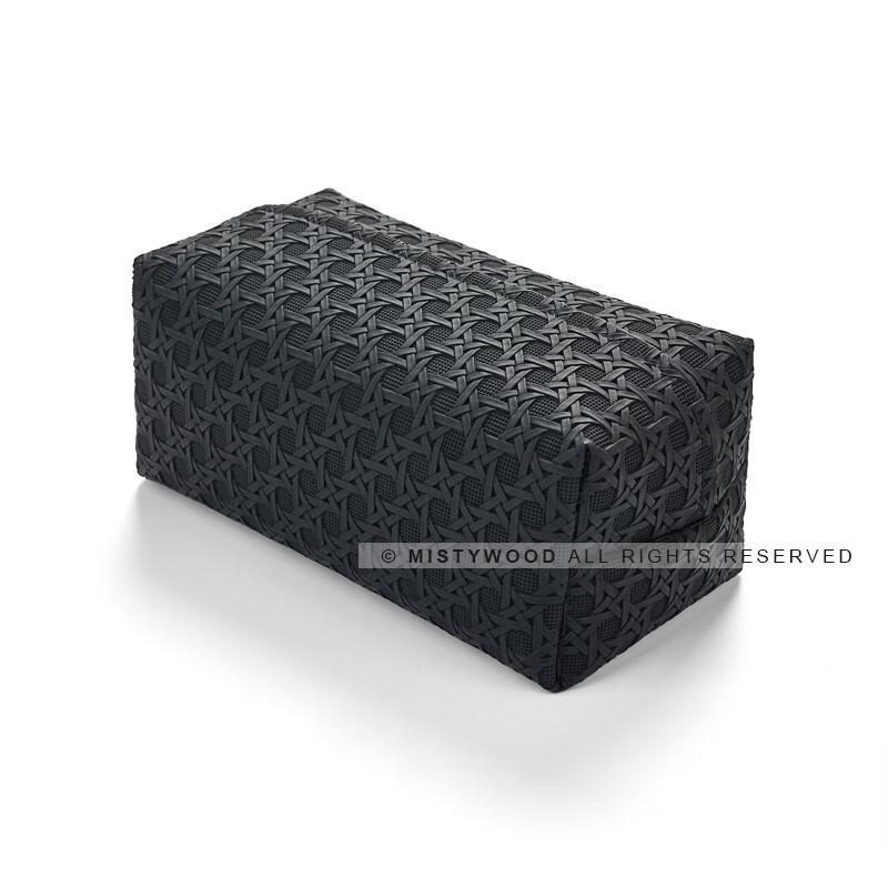 Dazzling Black Imitation Rattan Pattern Leather Tissue Box