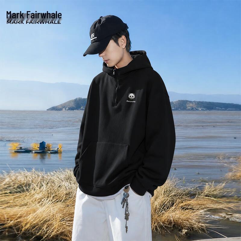 Mark Fairwhale Men's Retro Loose Half-Zip Hooded Sweatshirt