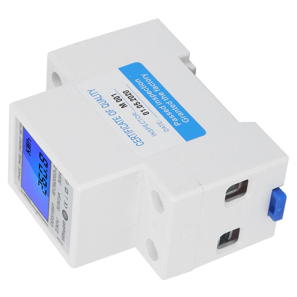 Jednofázový elektroměr na DIN lištu 2P Velký displej Multifunkční Podsvícený Elektrický DDS1891