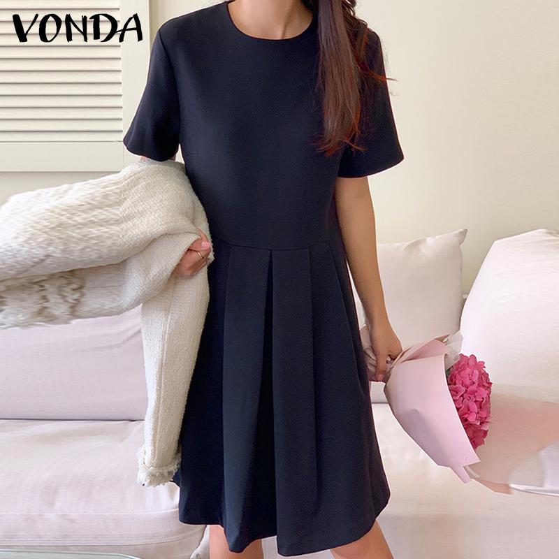 

Летнее женское плиссированное однотонное платье миди с талией VONDA