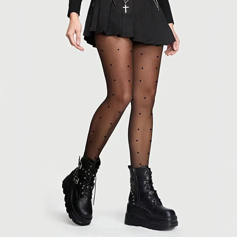 1 Paar Schwarze Punkt Ultra-Dünne Leggings Geeignet Für Frühling Und Herbst Sowie Tägliches Tragen