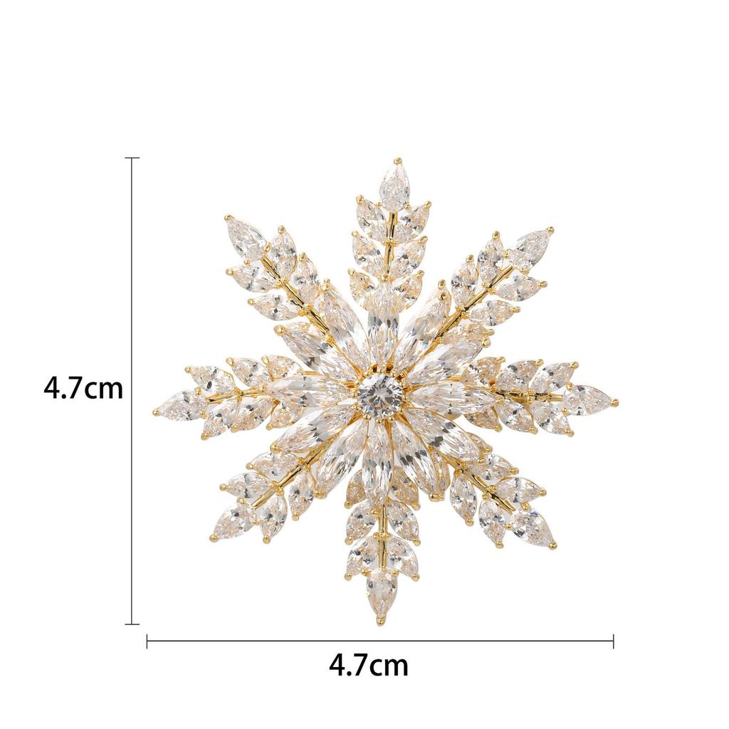 Snowflake & Butterfly Zircon Brooch with Freshwater Pearl for Women's Korean Style Suit Coat