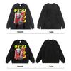 Oversized Vintage Washed Cotton Hoodie Men Women Loose Fit Long Sleeve Streetwear Hooded Sweatshirt With Cartoon Print
