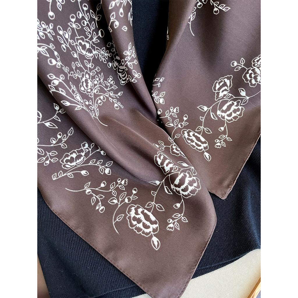 Summer Luxury Square Silk Scarf Women Satin Print Hijab Scarves Pareo Bandana Female Shawl Wrap Headband Foulard 90*90Cm