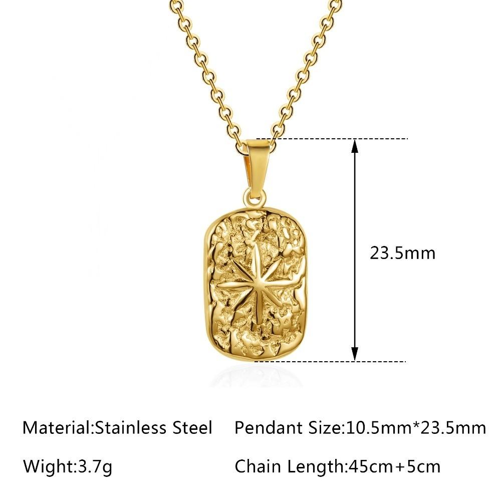 Non Fading Compass Pendant Necklace Silver Color Geometric Pendant Necklace  for Men Women