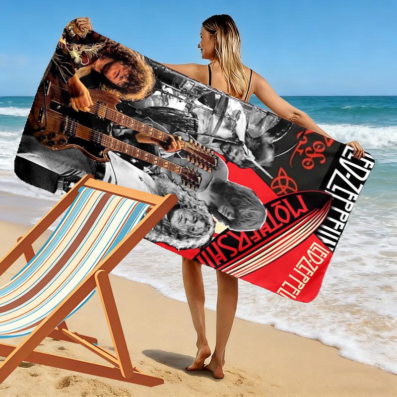 Led zeppelin Print Beach Towel, Large Soft Quick Dry Towel for Beach Camping Swimming