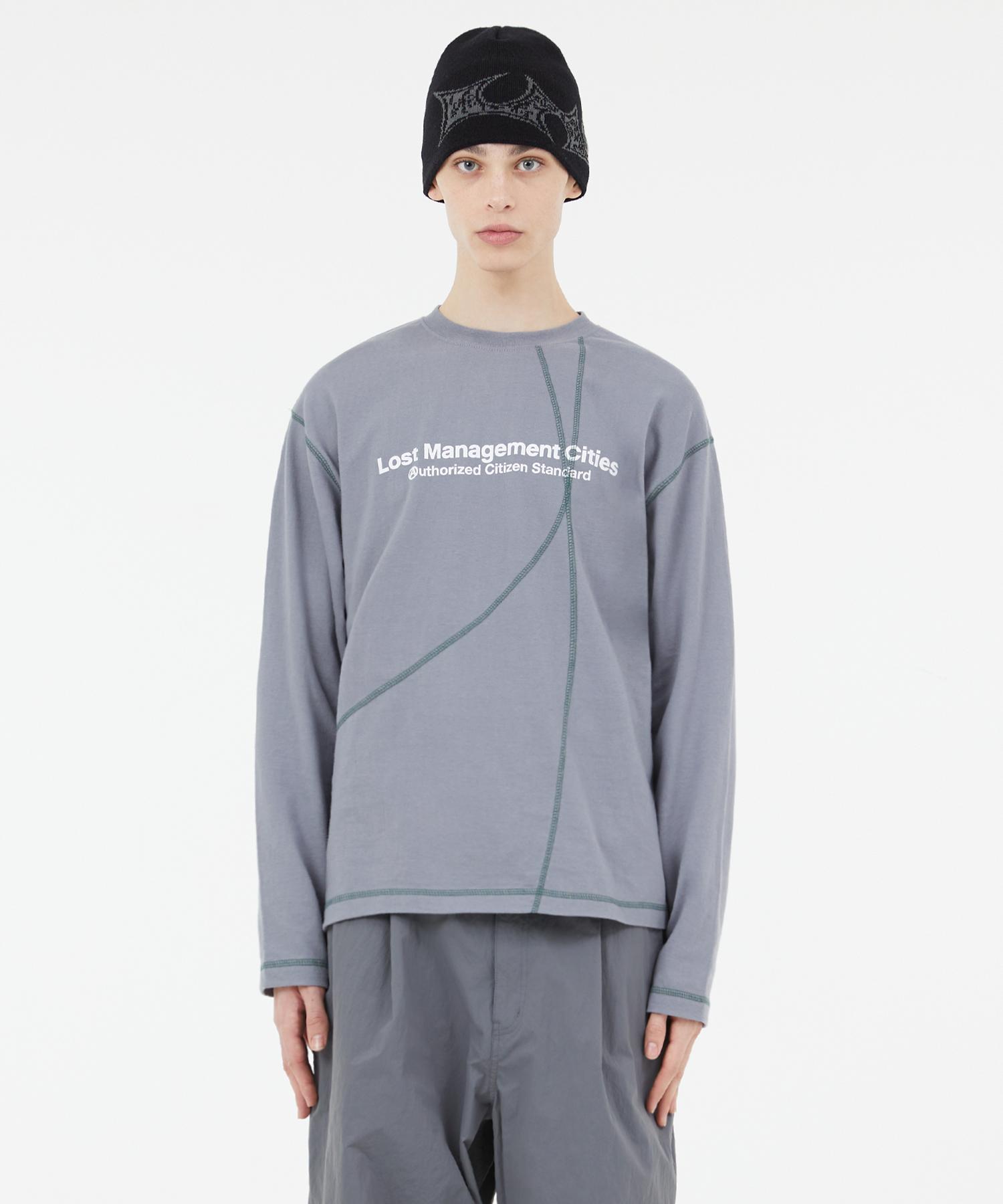 Lmc Cntrst Curved Long Slv Tee Charcoal Charcoal/S