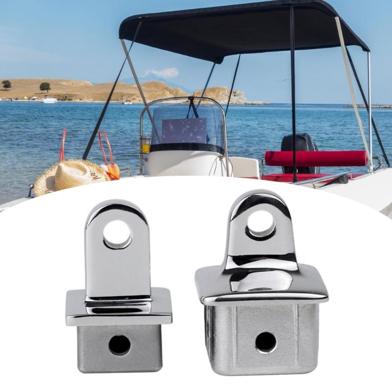 28/32mm Edelstahl Boots-Schiebekappe Quadratrohr Oberes Auge Endkappe Marine Bimini Beschlag für Markise Einfache Montage