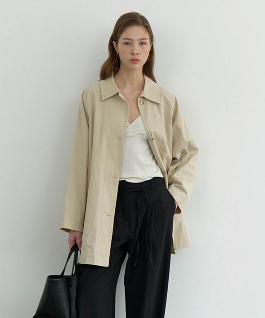 GNOHNOEY Classic Half Trench Coat (Beige)