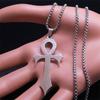 Gothic Ankh Cross Amulet Pendant Egyptian Necklace Women Stainless Steel Symbol of Life Cross Punk Necklaces Jewelry Gift N7078S