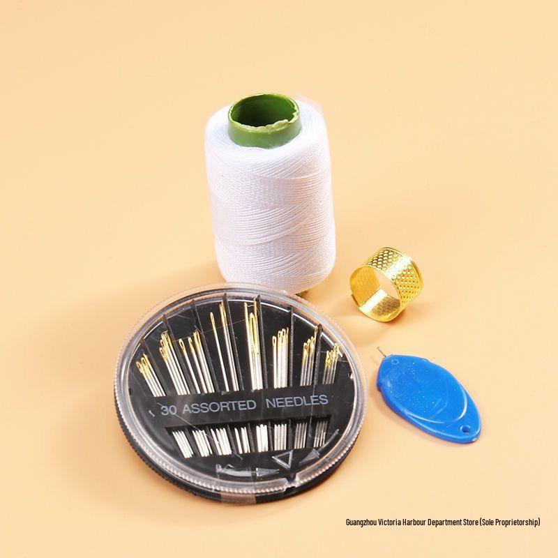 Mending Handmade Needle and Thread Set: White & Black Sewing Threads for Clothes