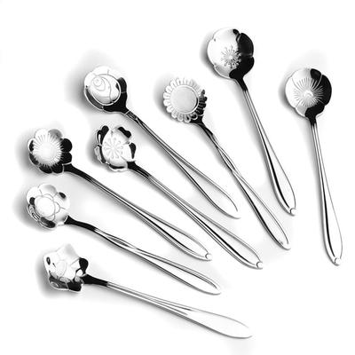 8PCS Flower Shape Stainless Steel Coffee Spoon Tea Spoon Ice Cream Spoons