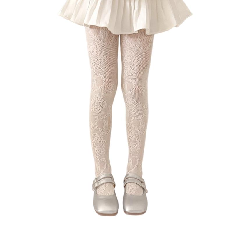 

LoveHeart Fishnet Leggings for 3-12Y Girl Spring Pantyhose Breathable Stretchy Tights Kids Antimosquito Long Stockings L бежевый