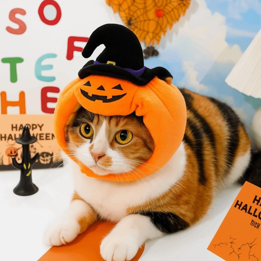 Pumpkin Dogs Hat Soft Cat Headgear Funny Pet Halloween Hat  Dress Up