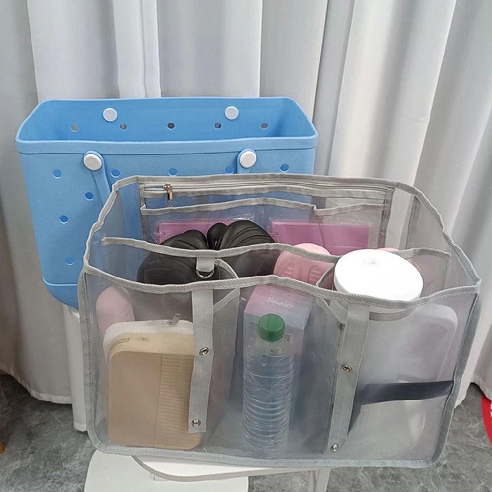 Sanddichter Strandtaschen-Organizer-Einsatz Atmungsaktiver Griff Schnallen-Netz-Aufbewahrungsbeutel Große Kapazität Transparente Einsatz-Trennbeutel
