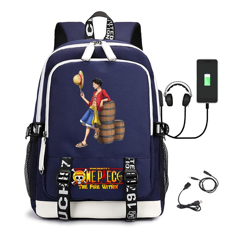 Hot-selling ONE PIECE Luffy backpack usb charging large capacity bag
