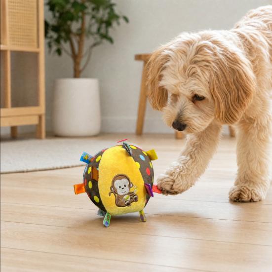 1/3Pcs Squeaky Dog Plush Toy with Built-in Bell, Soft Stuffed Ball Hanging Dog Training Toy, Interactive Pet Chew Toys for All Breeds