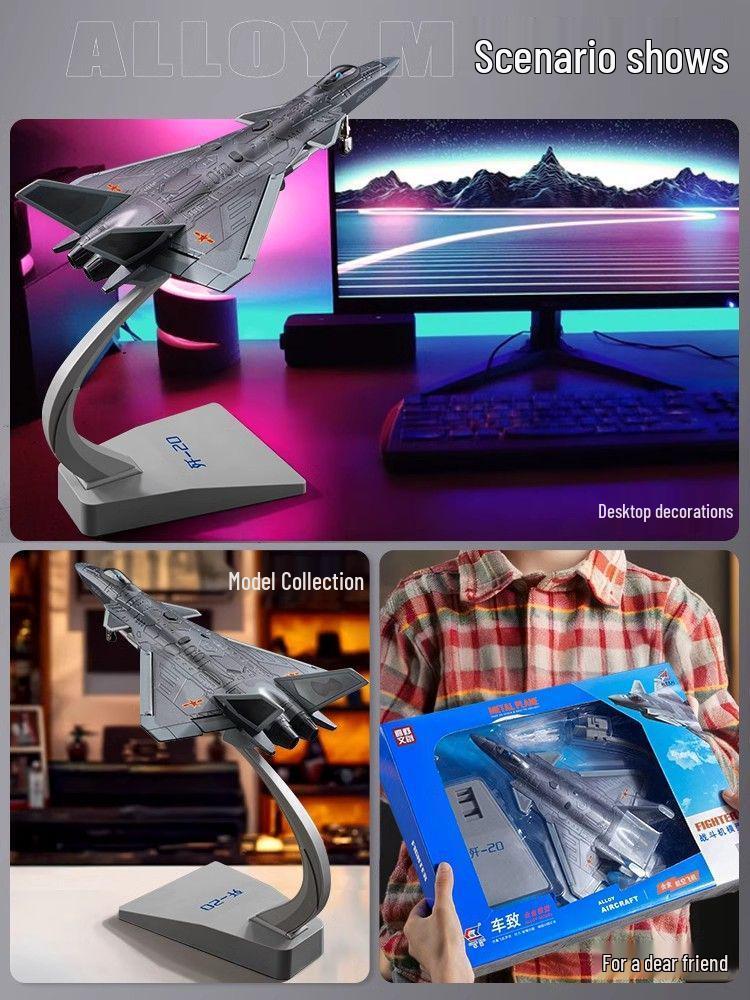 Stealth Fighter J-20 Alloy Airplane Model J-3 Boys Toy
