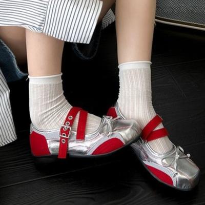 Modische Quadratische Zehenpartie Flache Schuhe mit Niedrigem Ausschnitt Damen Xia 2025 Neu Schmetterling E Schwester mit Rock Weiche Sohle Mary Jane Schuhe