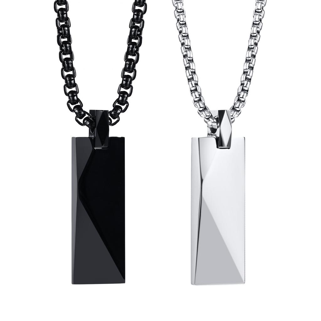 Rectangle Bar Pendants Necklaces for Men Stainless Steel Geometric Neckchain Minimalism Simplicity Collar Chain Jewelry for Him